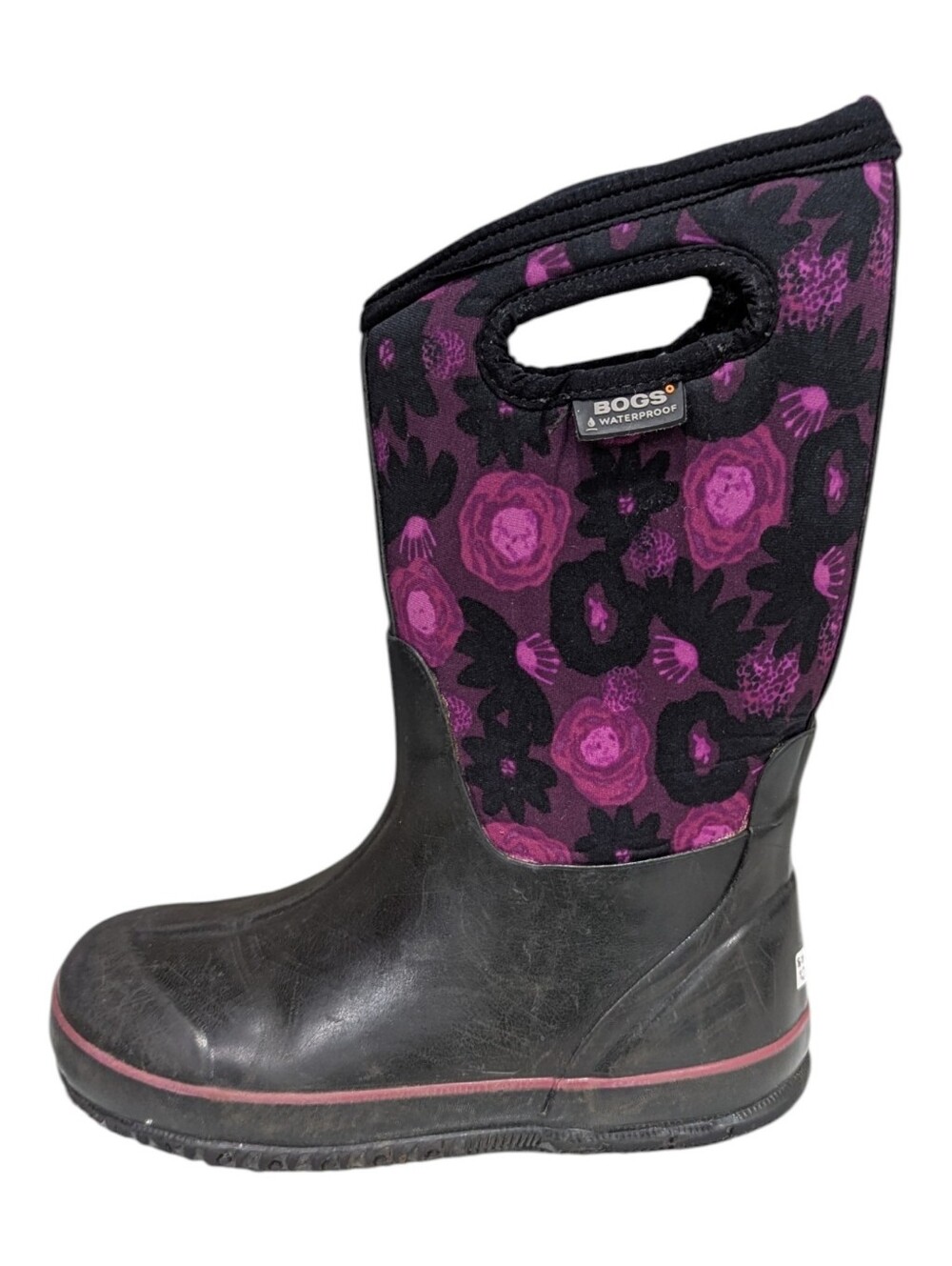 Bogs Kids Classic Rainboots Watercolor Black People Flowers Waterproof Girls 3